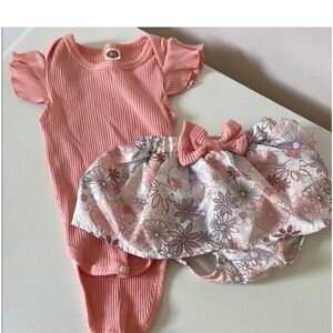 Pink Floral Baby Outfit Set